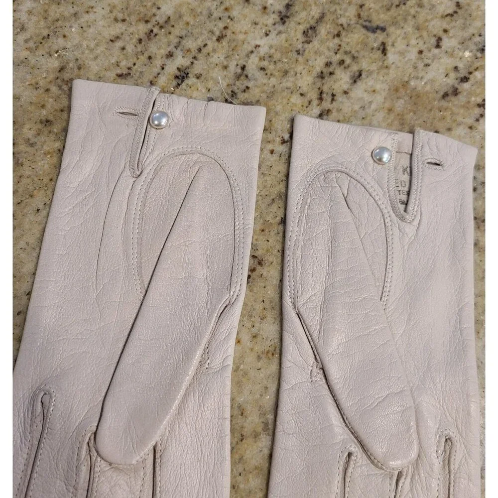 Vtg Size S Beige Soft Kid Leather Formal 8